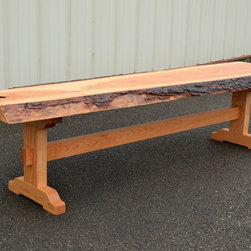 Live Edge Cherry Bench with Trestle Base - Dining Benches