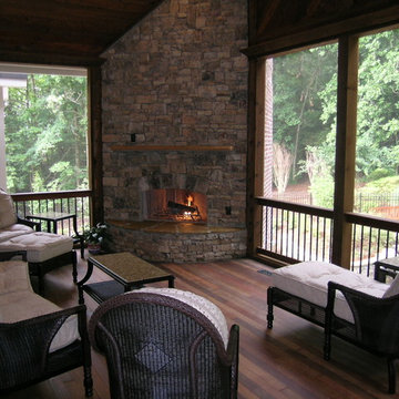 Upper porch with Fireplace