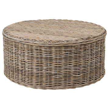 East at Main Bromley Gray Rattan Round Coffee Table