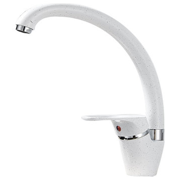 360 Rotated Swivel Spout Kitchen Sink Faucet, White With Dot