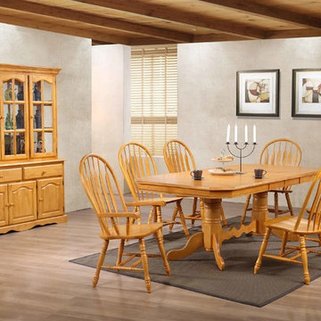 Sunset Trading 9 Piece Double Pedestal Trestle Dining Set with China Cabinet