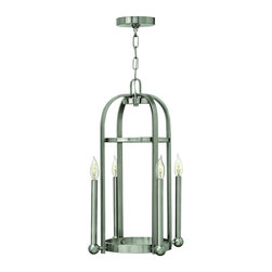 Hinkley Landon 15" 4-Light Entry Lantern in Brushed Nickel - Outdoor Hanging Lights