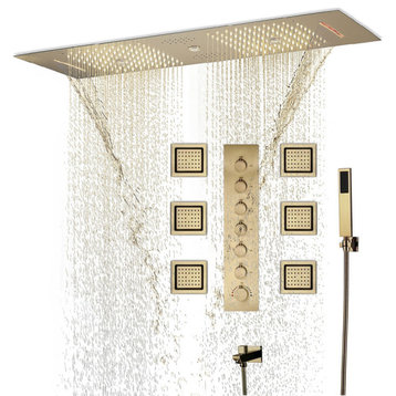 Led Column Mist Shower System, Hand Shower, Style E, Remote Control Light