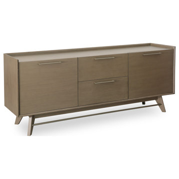 Mid-Century Modern 3-Section Sideboard, Gray