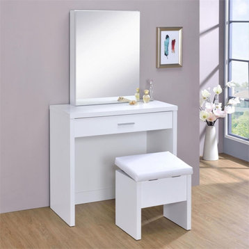 Coaster Harvey 2-piece Faux Leather Vanity Set with Lift-Top Stool White