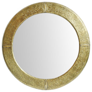 Vintage Brass Work Round Mirror