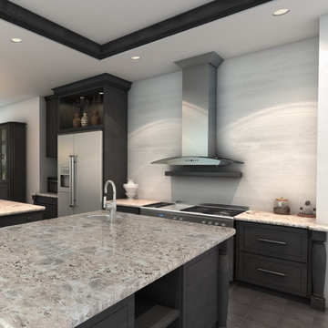Kitchen remodel featuring a ZLINE KZCRN Stainless Steel Glass Wall Range Hood