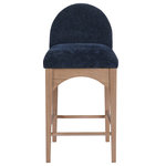 Meridian Furniture - Waldorf Chenille Upholstered Stool, Black, Chenille, Natural Finish, Navy, Chenille Fabric, Natural Finish - The Waldorf Chenille Fabric Counter Stool exudes elegance and comfort. Crafted with solid ash wood, this stools boasts a sturdy and durable construction. The natural finished legs provide a warm and welcoming touch to the overall design. The plush navy chenille fabric on the seat and backrest of the stool offers a soft and cozy seating experience, making it an ideal choice for long dinner conversations with family and friends.