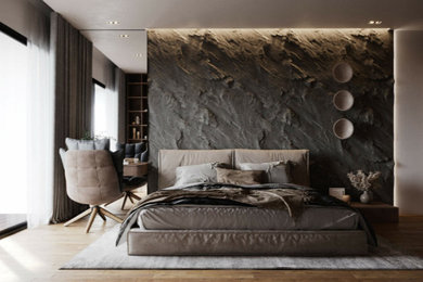 サンクトペテルブルクにある北欧スタイルのおしゃれな寝室のレイアウト
