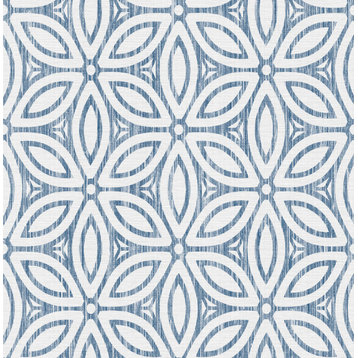 Blue Hepatica Petal Peel and Stick String Wallpaper, Blue, Bolt