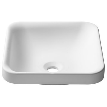 Natura Square Semi-Recessed Bathroom Sink, Stone Resin Solid Surface