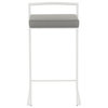 Lumisource Fuji Counter Stools, White With Gray PU Leather, Set of 2