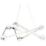 Hudson Valley Lighting - Orbit 6-Light Chandelier Polished Nickel Finish - Start a conversation with this statement-making design. A study in shapes, Orbit combines sharp angles with cylindrical shades adding a sense of movement and wonder to any room. Integrated LED lights softly glow from within each opal glass diffuser. The chandelier can be mounted close to the ceiling and the sconce can be mounted horizontally or vertically. Available in a shiny Polished Nickel or a more subdued Aged Brass finish.