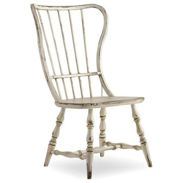 Sanctuary Spindle Back Dining Side Chair in Distress White Wood Finish by Hooker