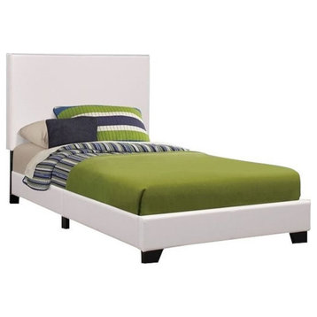 Coaster Transitional Upholstered Faux Leather Full Platform Bed in White