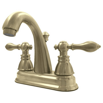 American Classic 4" Centerset Bathroom Faucet, Plastic Pop-Up, Brushed Brass