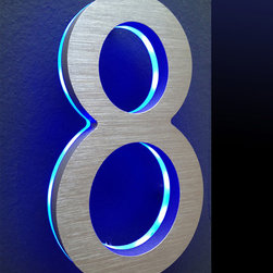 Backlit 8" Illuminated House Numbers with BLUE LED Light - House Numbers