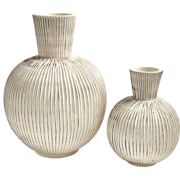 Furrow Sphere Vase - Natural, Large