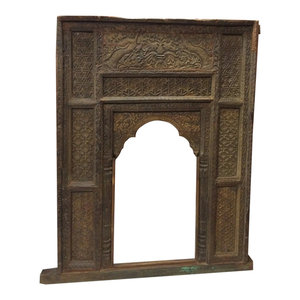 Mogul Interior - Consigned Welcome Gate Arch Frame Teak Wood Pecock Carved Furniture - Molding And Millwork