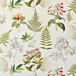 Fern fabric magnolia floral botanical toile - Fabric