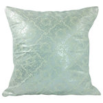BohoCHIC Maui - Silver Glam Pillow Cover by BohoCHIC Maui - Enhance your bedroom, sitting room, or office with this silver damask-like foil print pattern handmade pillow cover, with lined silver organza back. Envelope opening. Made in Maui. (Does not include insert).