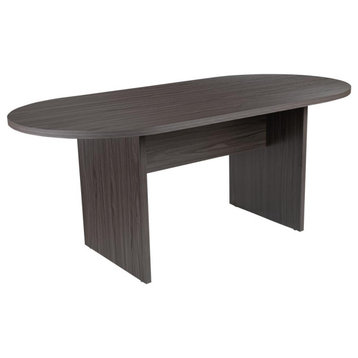 6 Foot (72 inch) Oval Conference Table in Rustic Gray