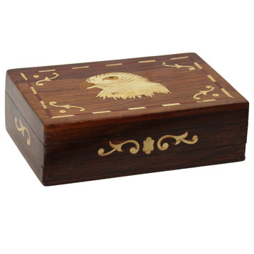 Natural Geo Handmade Rosewood Hawk Wooden Decorative Box