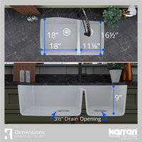 Karran Undermount Quartz 33" 60/40 Double Bowl Kitchen Sink, White