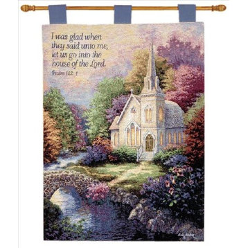 Church in the Country Tapestry Wall Hanging With Verse