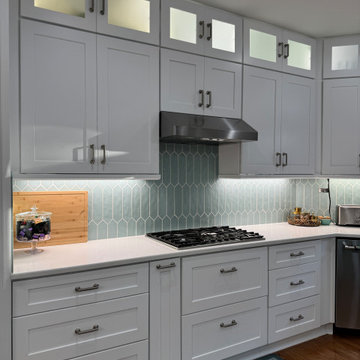 Transitional Serenity: White & Teal Kitchen Transformation