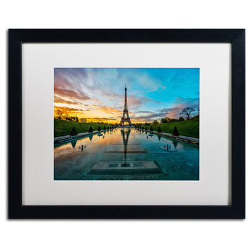 'Sunrise in Paris' Matted Framed Canvas Art by Mathieu Rivrin