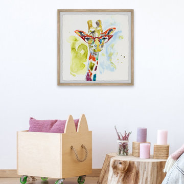"Rainbow Giraffe" Framed Painting Print