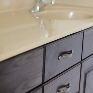 Red oak bathroom with espresso stain
