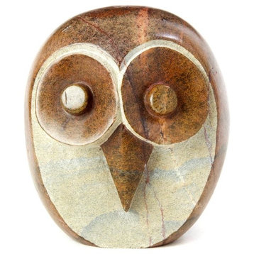 Swahili African Modern Shona Stone Owl Sculpture, Large