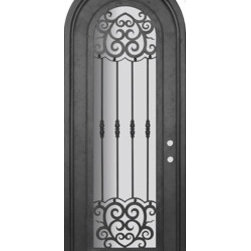 Barcelona 36x96 Round Top Wrought Iron Single Door 14 Gauge Steel - Front Doors