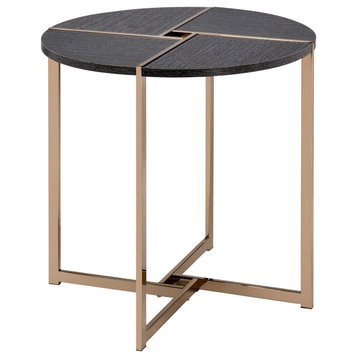 Bromia End Table, Black and Champagne