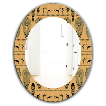 Designart African Decorative Bohemian Frameless Oval Or Round Wall Mirror, 24x36