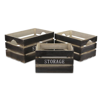 Wood "Storage" Crates, Set of 3