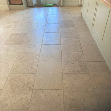 Travertine Tiled Kitchen Floor Renovation in Twickenham