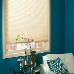 Contemporary Cream Bedroom Custom Window Honeycomb Shades by Hunter Douglas - Cellular Shades