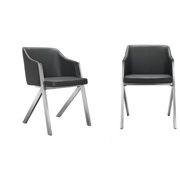Modrest Darcy Modern Gray Leatherette Dining Chairs, Set of 2