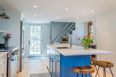 Example of a transitional kitchen design in Boston