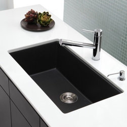 Kraus 31 inch Undermount Single Bowl Black Onyx Granite Kitchen Sink - Kitchen Sinks
