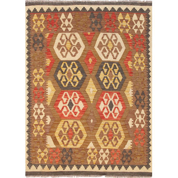 Pasargad's Vintage Kilim Collection Hand-Woven Wool Area Rug, 3'7"x4'9"