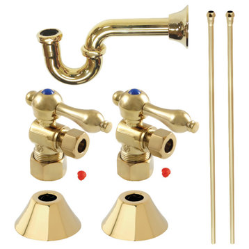 Plumbing Sink Trim Kit, P-Trap, Polished Brass