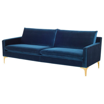 Nuevo Furniture Anders Triple Seat Sofa, Gold/Blue