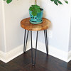 Rustic Old Elm Wood End Table, Round