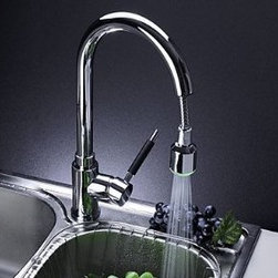 Solid Brass Kitchen Faucet with Color Changing LED Light T0784-4 - Kitchen Faucets