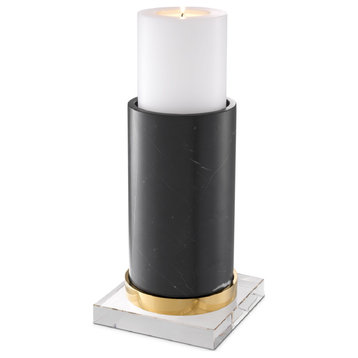 Black Marble Candle Holder, Eichholtz Whitby