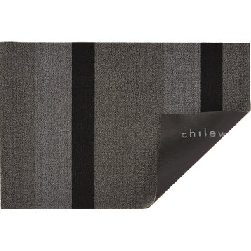 Bold Stripe Shag Mat, Silver and Black, 18"x28"